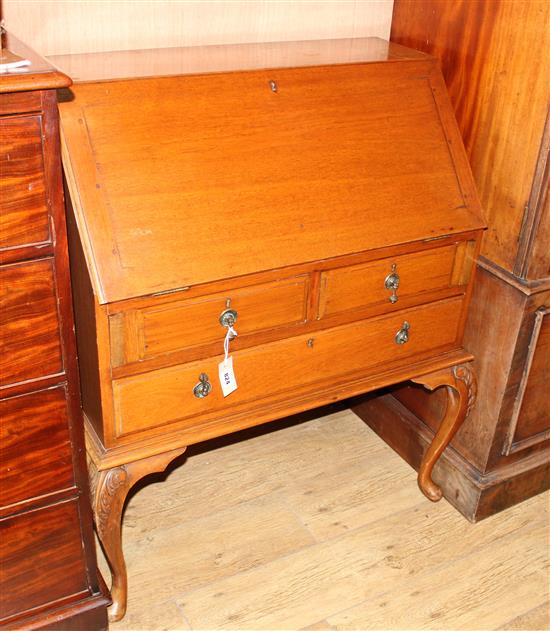 An early 20th century mahogany bureau, W.84cm